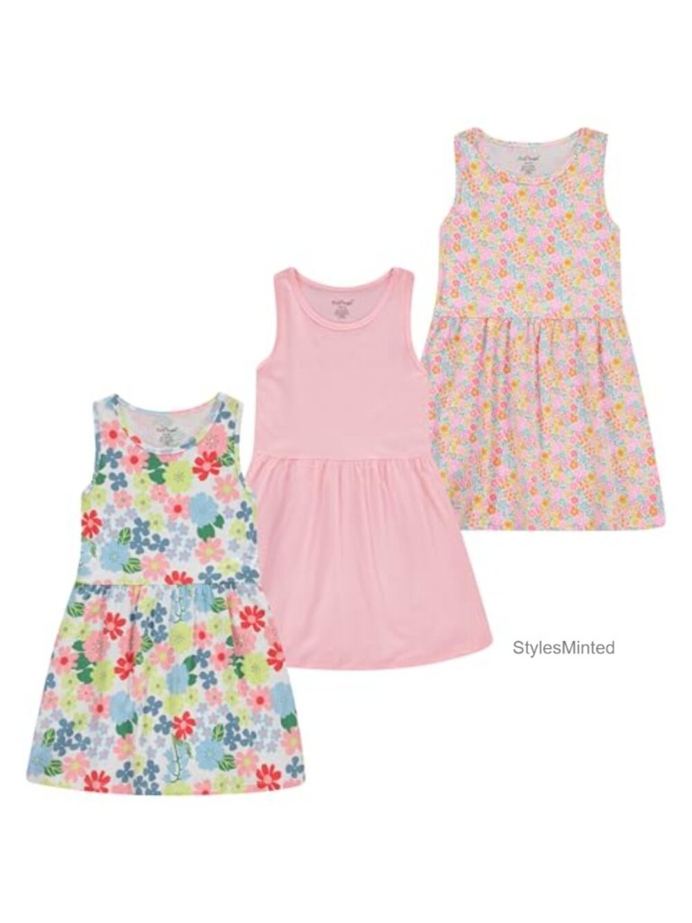 Girls 3-Pack 100% Cotton Sleeveless A-Line Dresses Casual Summer School